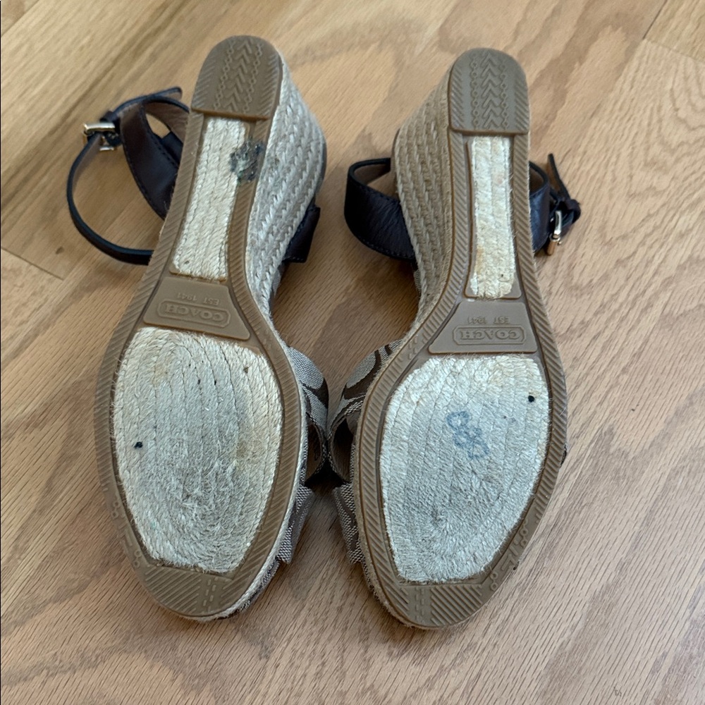 Coach Henley Signature Canvas Platform Wedge Sandals in Brown - Picture 4 of 5